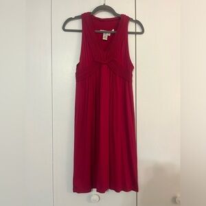 Max Studio Red V Neck Summer Dress Size small with Braid and Ruffle Details​